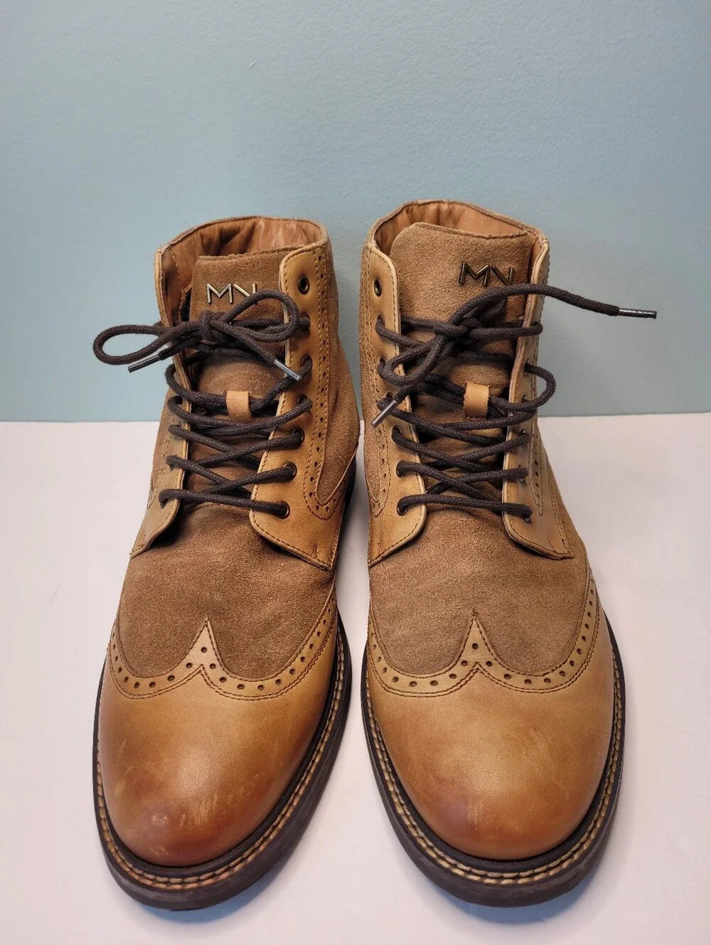 Mark Nason Los Angeles Ithaca Beaufort Wing Tip Brogue Tan Boots Mens Size 11